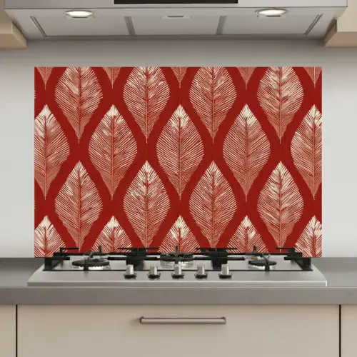 Bladeren - Rood - Elegant keuken achterwand spatscherm klein -3d_website
