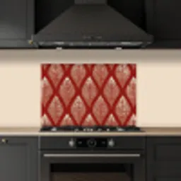 Bladeren - Rood - Elegant keuken achterwand spatscherm klein -sfeer1