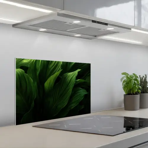 Bladeren - Schaduw - Groen - Textuur keuken achterwand spatscherm klein -3d_schuin