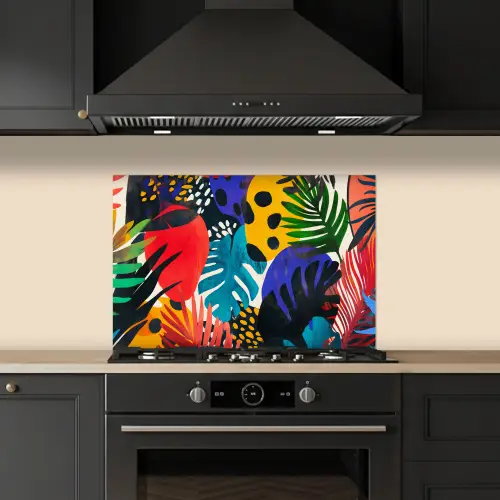 Bladeren - Vormen - Abstract - Kleurrijk keuken achterwand spatscherm klein -sfeer1