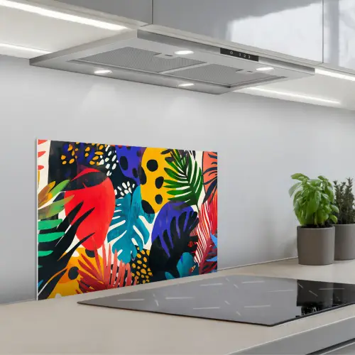 Bladeren - Vormen - Abstract - Kleurrijk keuken achterwand spatscherm klein -3d_schuin