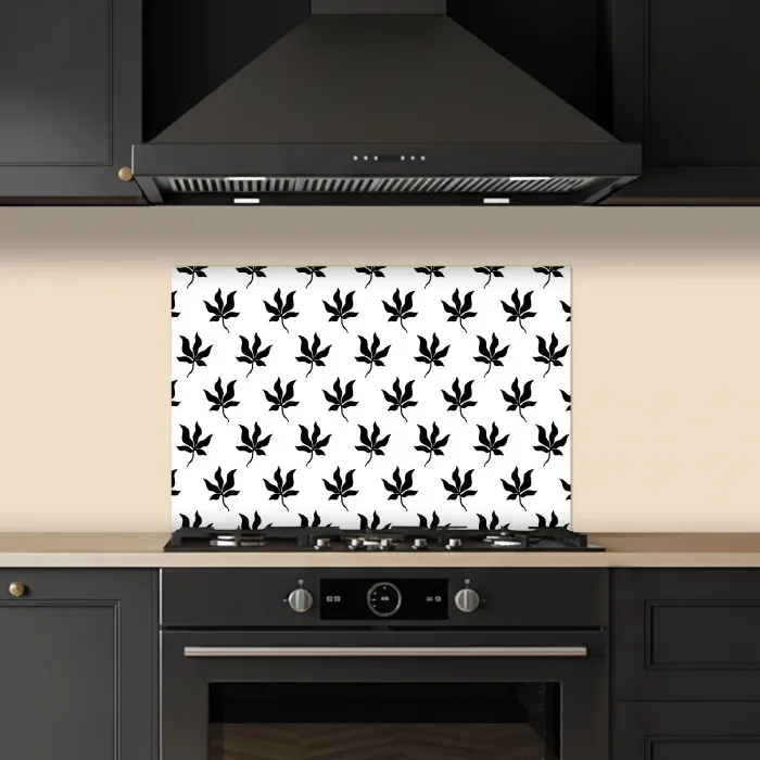 Bladeren - Silhouetten - Zwart - Wit keuken achterwand spatscherm klein 900 -sfeer1