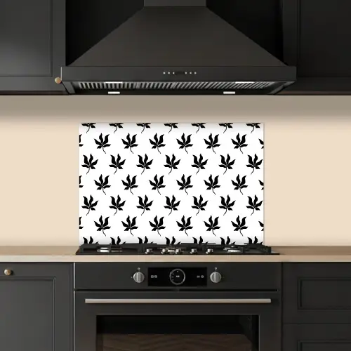 Bladeren - Silhouetten - Zwart - Wit keuken achterwand spatscherm klein 900 -sfeer1