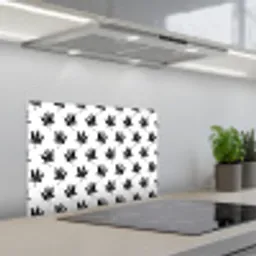 Bladeren - Silhouetten - Zwart - Wit keuken achterwand spatscherm klein 900 -3d_schuin