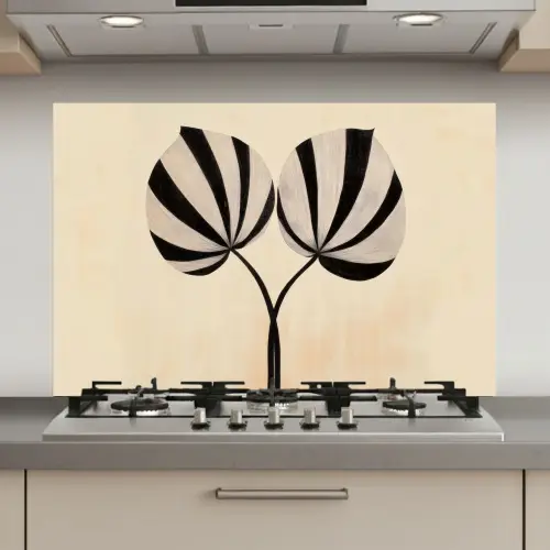 Bladeren - Gestreept - Stengel - Beige keuken achterwand spatscherm klein -3d_website