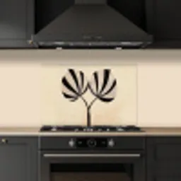 Bladeren - Gestreept - Stengel - Beige keuken achterwand spatscherm klein -sfeer1