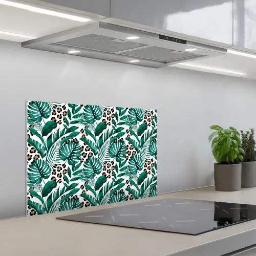 Bladeren - Tropisch - Jungle keuken achterwand spatscherm klein -3d_schuin