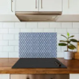 Bladeren - Wit - Blauw - Patroon keuken achterwand spatscherm klein 900 -sfeer2