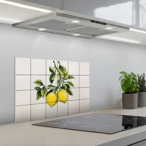Citroen - Decoratie - Keramiek - Takken keuken achterwand spatscherm klein -3d_schuin