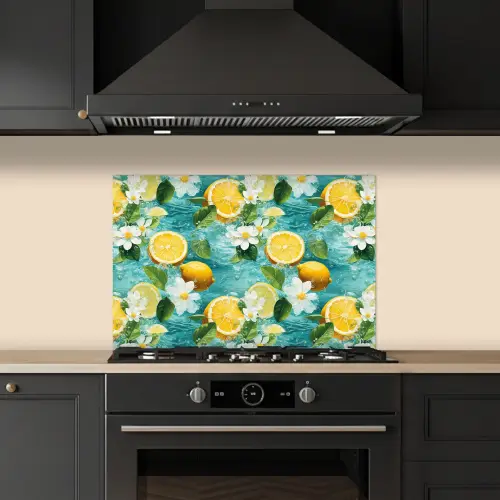 Citroen - Bloemen - Bruisend - Water keuken achterwand spatscherm klein 900 -sfeer1