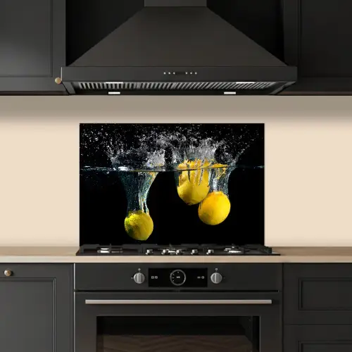 Citroen - Fruit - Stilleven - Water - Geel keuken achterwand spatscherm klein -sfeer1