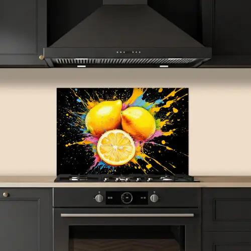 Citroen - Graffiti - Kleurrijk - Verf - Modern keuken achterwand spatscherm klein -sfeer1