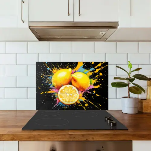 Citroen - Graffiti - Kleurrijk - Verf - Modern keuken achterwand spatscherm klein -sfeer2