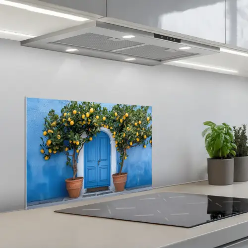 Citroenbomen - Geel - Deur - Potten keuken achterwand spatscherm klein -3d_schuin