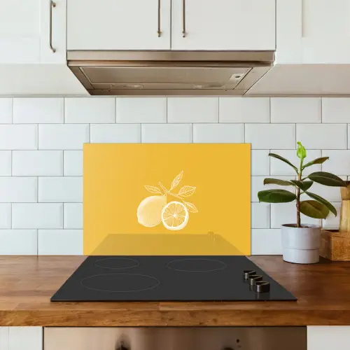 Citroenen - Illustratie - Minimalistisch - Geel keuken achterwand spatscherm klein -sfeer2