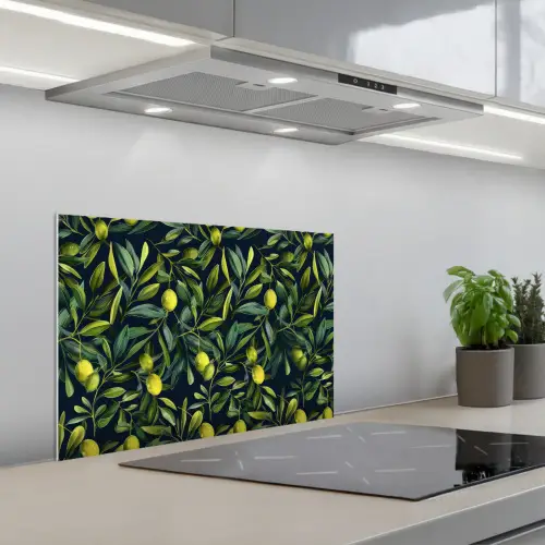 Citroenen - Bladeren - Natuurlijk keuken achterwand spatscherm klein -3d_schuin