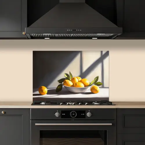 Citroenen - Stilleven - Geel keuken achterwand spatscherm klein -sfeer1