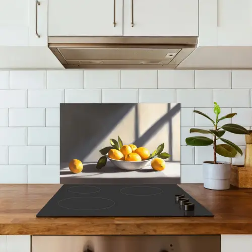 Citroenen - Stilleven - Geel keuken achterwand spatscherm klein -sfeer2