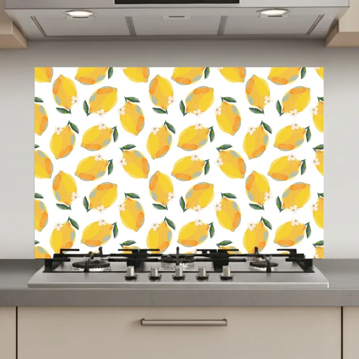 Citroenen - Wit - Bloemen - Patroon keuken achterwand spatscherm klein 900 -3d_website