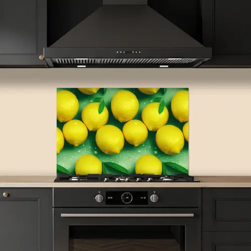 Citroenen - Geel - Groen - Druppels keuken achterwand spatscherm klein 900 -sfeer1