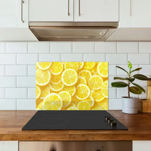 Citroenen - Geel - Zomers - levendig keuken achterwand spatscherm klein -sfeer2