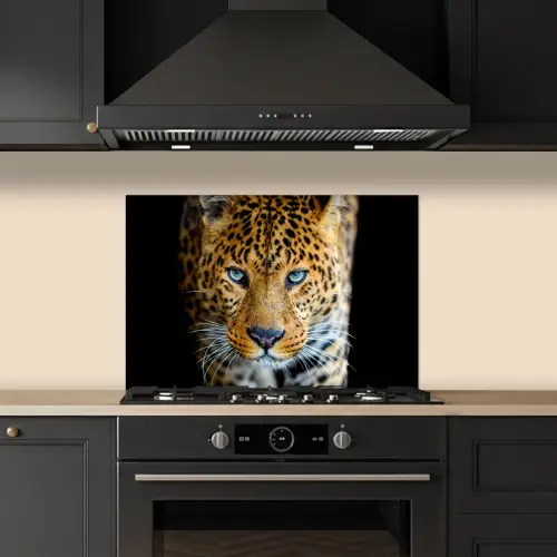 Luipaard - Dieren - Portret - Wilde dieren - Zwart keuken achterwand spatscherm klein -sfeer1