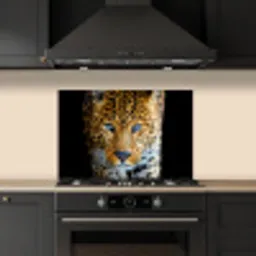 Luipaard - Dieren - Portret - Wilde dieren - Zwart keuken achterwand spatscherm klein -sfeer1