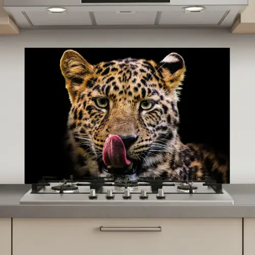 Luipaard - Zwart - Close up keuken achterwand spatscherm klein -3d_website