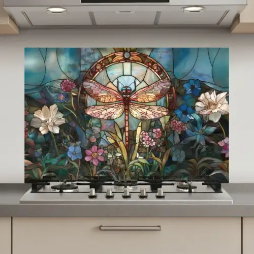 Libelle - Mozaïek - Bloemen - Kleurrijk keuken achterwand spatscherm klein -3d_website