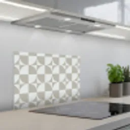 Lichtgrijs - Wit - Vierkant - Rond keuken achterwand spatscherm klein 900 -3d_schuin