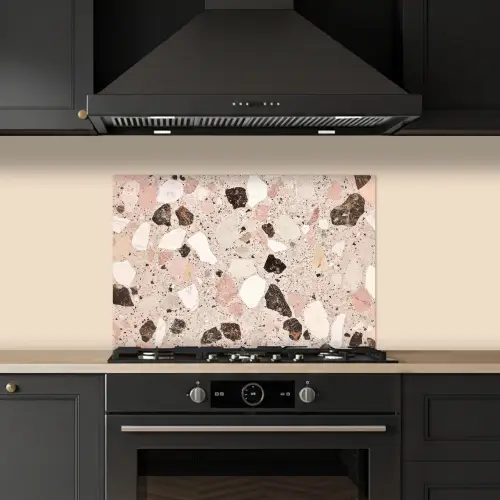 Licht - Roze - Terrazzo - Stenen keuken achterwand spatscherm klein -sfeer1