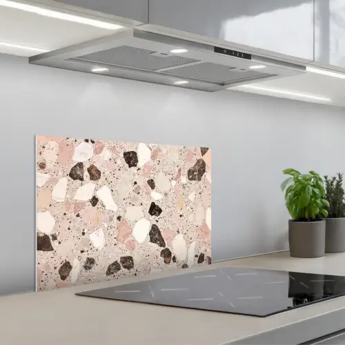 Licht - Roze - Terrazzo - Stenen keuken achterwand spatscherm klein -3d_schuin