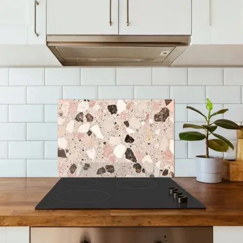 Licht - Roze - Terrazzo - Stenen keuken achterwand spatscherm klein -sfeer2