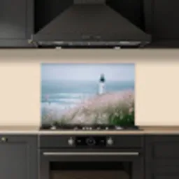 Vuurtoren - Klif - Zee - Bloemen keuken achterwand spatscherm klein -sfeer1