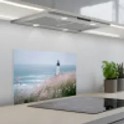 Vuurtoren - Klif - Zee - Bloemen keuken achterwand spatscherm klein -3d_schuin