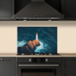 Vuurtoren - Rots - Zee - Golven keuken achterwand spatscherm klein -sfeer1