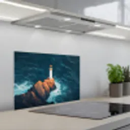Vuurtoren - Rots - Zee - Golven keuken achterwand spatscherm klein -3d_schuin