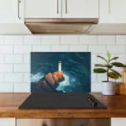 Vuurtoren - Rots - Zee - Golven keuken achterwand spatscherm klein -sfeer2