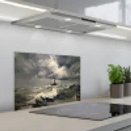 Vuurtoren - Golven - Storm keuken achterwand spatscherm klein -3d_schuin