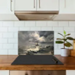 Vuurtoren - Golven - Storm keuken achterwand spatscherm klein -sfeer2