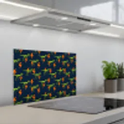 Bliksemschichten - Oranje - Dinosaurussen keuken achterwand spatscherm klein -3d_schuin