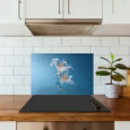 Lelies - Blauw - Glazen keuken achterwand spatscherm klein -sfeer2