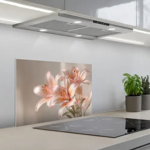 Lelies - Meeldraden - Roze - Wazig keuken achterwand spatscherm klein -3d_schuin