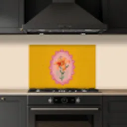 Lelie - Oranje - Lijst - Ovaal keuken achterwand spatscherm klein -sfeer1
