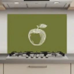 Lijntekening - Appel - Olijfgroen - Blaadje keuken achterwand spatscherm klein -3d_website