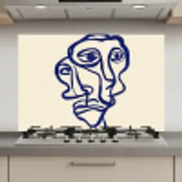 Lijntekening - Overlappende gezichten - Donkerblauw keuken achterwand spatscherm klein -3d_website