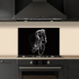 Lijntekening - Wit - Wielrennen - Snelheid keuken achterwand spatscherm klein -sfeer1