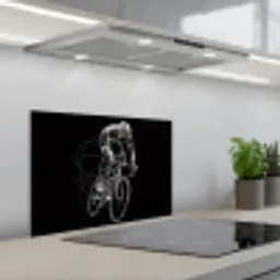 Lijntekening - Wit - Wielrennen - Snelheid keuken achterwand spatscherm klein -3d_schuin