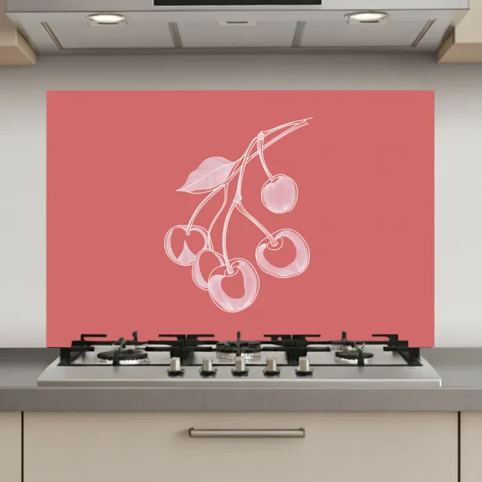 Lijnillustratie - Kersen - Tak - Wit keuken achterwand spatscherm klein -3d_website