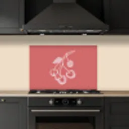 Lijnillustratie - Kersen - Tak - Wit keuken achterwand spatscherm klein -sfeer1